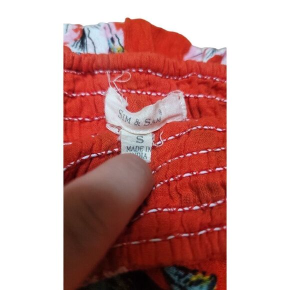 SIM & SAM Women's Floral Strapless Red Maxi Lined Small - Picture 4 of 7